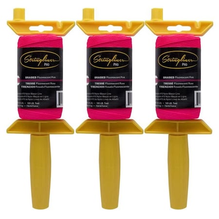 Stringliner 250 ft. PRO Masons Line & Reel Contractor Pack Fine Braided Line, Fluorescent Pink ST8405